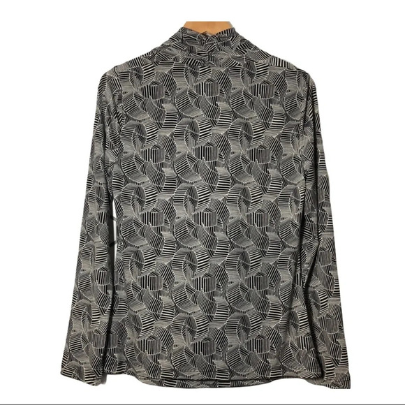 🛍️3/$40 Ann Klein Cowl Neck  Top Black White Long Sleeve Size Large - Picture 3 of 6